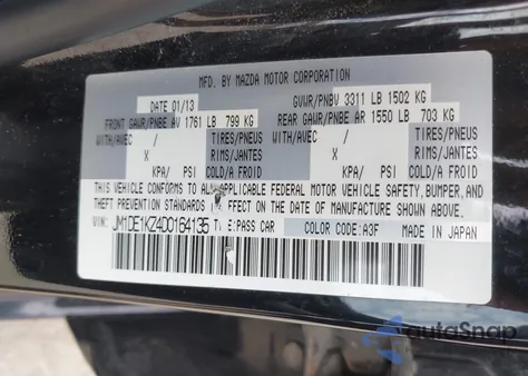 2013 Mazda Mazda2 Sport из США, поврежденный, VIN JM1DE1KZ4D0164135